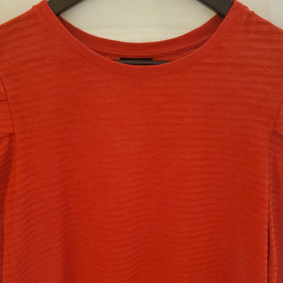 Who What Wear Red Longer Short Sleeve Top with Puffed Shoulders Size L - Picture 3 of 15